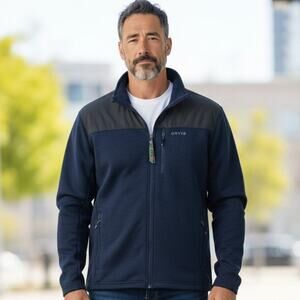NWT Orvis Men's Bonded Mesh Full-Zip Jacket In Dark Blue Fleece Size Medium